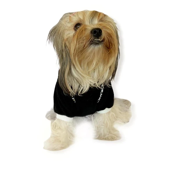 Leopard Black Kapşonlu Sweat Elbise by Kemique Köpek Kazağı - 6