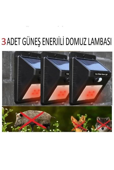 DOMUZ KOVUCU GÜNEŞ ENERJİLİ SENSÖRLÜ İNFRARED IŞIK 3'LÜ SET