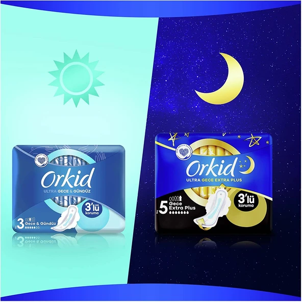 Orkid Hijyenik Ped Ultra Extra Koruma Gece&Gündüz 108 Adet Süper Ekonomik Pk (6PK*18) - 6
