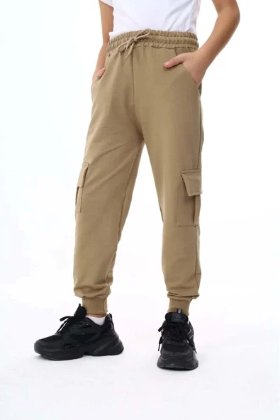 ERKEK KARGO CEPLİ BEJ OKUL EŞOFMAN ALTI - 2