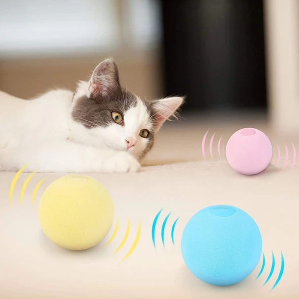 Sesli ve Akıllı Kedi Oyuncak Topu - 50 mm, Hayvan Sesli, Eğlenceli Kedi Oyuncağı - 6