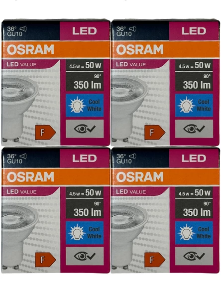 Osram 4.5W (50W) 4000K (Günışığı) GU10 Duylu Par16 Led Spot (4 Adet)