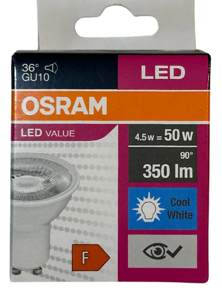Osram 4.5W (50W) 4000K (Günışığı) GU10 Duylu Par16 Led Spot (10 Adet) - 2