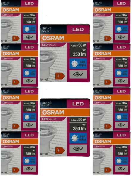 Osram 4.5W (50W) 4000K (Günışığı) GU10 Duylu Par16 Led Spot (10 Adet)
