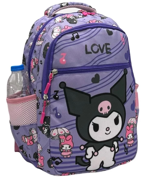 ilkokul Kuromi karakterli Kız Çocuk 2 Li Ortopedik Okul Çantası Seti (OKUL ÇANTASI + BESLENME) mor - 2