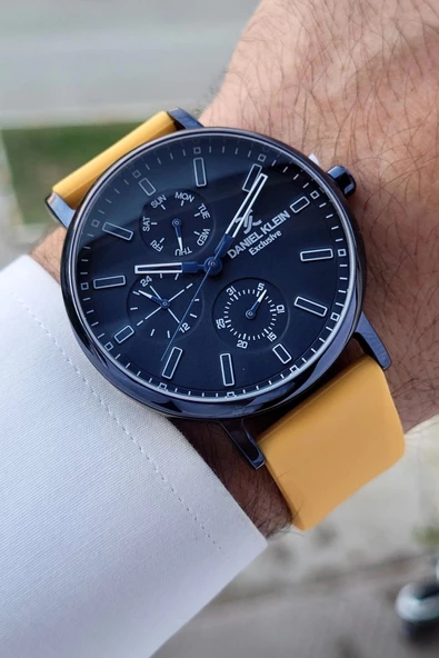 Daniel Klein DKISTE1272 Kasası Lacivert 4 Farklı Silikon Kordonlu İç Göstergeleri Aktif Hediye Paketli Erkek Kol Saati - Resim 7