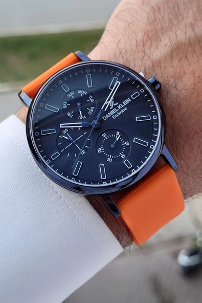 Daniel Klein DKISTE1272 Kasası Lacivert 4 Farklı Silikon Kordonlu İç Göstergeleri Aktif Hediye Paketli Erkek Kol Saati - Resim 5