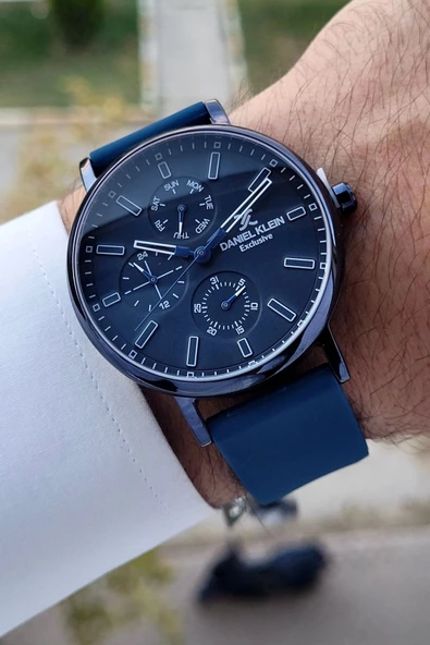 Daniel Klein DKISTE1272 Kasası Lacivert 4 Farklı Silikon Kordonlu İç Göstergeleri Aktif Hediye Paketli Erkek Kol Saati ürün görseli 1
