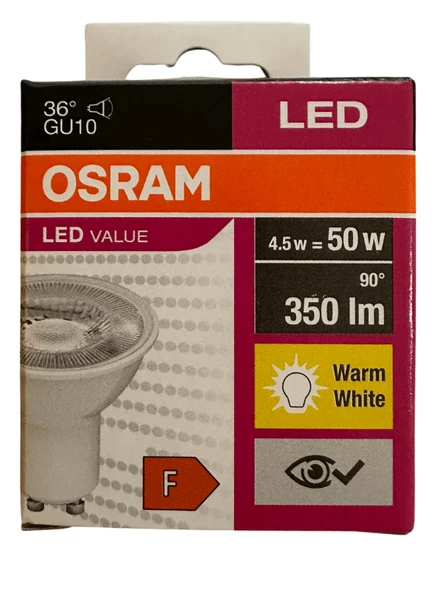Osram 4.5W (50W) 3000K (Sarı Işık) GU10 Duylu Par16 Led Spot (10 Adet) - 2
