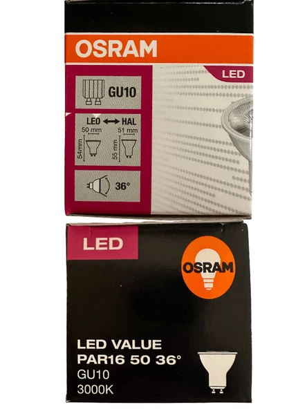 Osram 4.5W (50W) 3000K (Sarı Işık) GU10 Duylu Par16 Led Spot (10 Adet) - 5