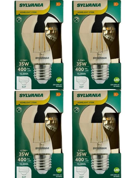 Sylvania 4,5W (35W) Endirekt 2700K (Sarı Işık) E27 Duylu Led Ampul (4 Adet)