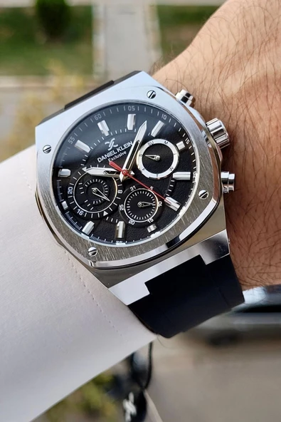 Daniel Klein DKISTE1273 Kasası Gümüş Kordonu Siyah Renk İç Göstergeleri Aktif Hediye Paketli Erkek Kol Saati ürün görseli 1