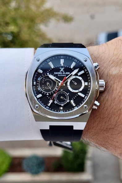 Daniel Klein DKISTE1273 Kasası Gümüş Kordonu Siyah Renk İç Göstergeleri Aktif Hediye Paketli Erkek Kol Saati - Resim 2