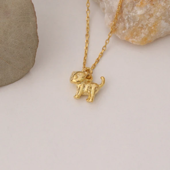 925 Ayar Gümüş Minimal Kedi Hediye Kolye - Resim 5