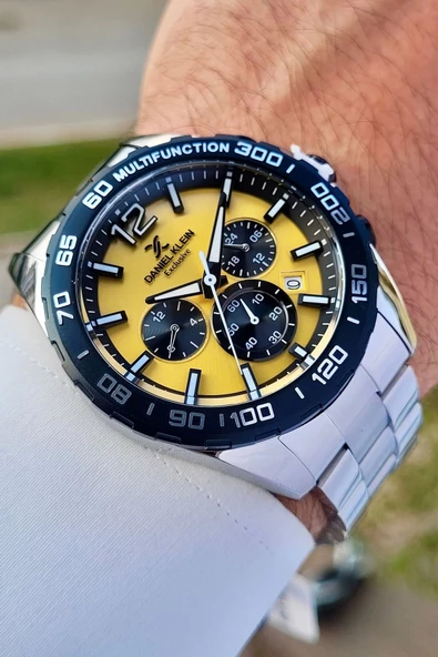 Daniel Klein DKISTE1257 Kadranı Gold Kordonu Gümüş Renk İç Göstergeleri Aktif Hediye Paketli Erkek Kol Saati - Resim 4