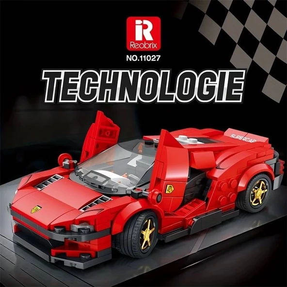 Technic Spor Araba Ferrari 3D Lego BUILDING BLOCKS 306 Parça 14+ YAŞ Puzzle Araba Hediye - 4