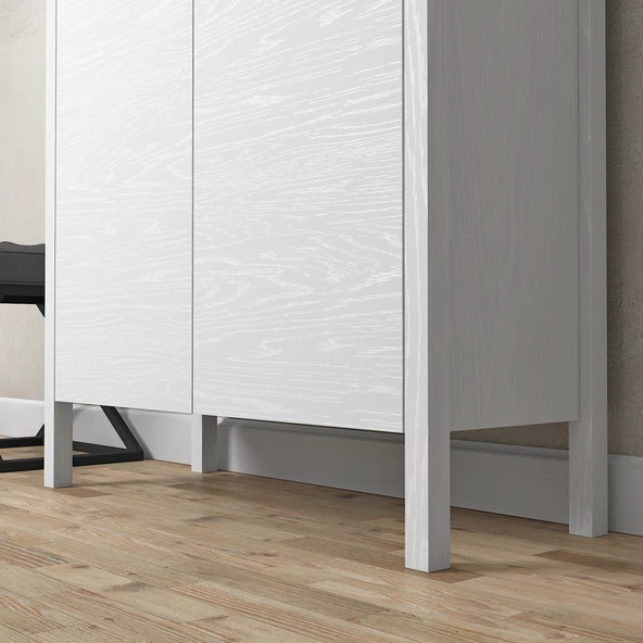 Sakura artemis  2 kapaklı raflı ayakkabılık-Wood Beyaz-Minifiks Bağlantılı - 3