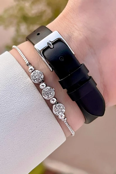 Daniel Klein DKISTE1324 Kasası Gümüş Kordonu Siyah Renk Hediye Paketli Kadın Kol Saati ve Bileklik - Resim 5