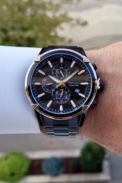 Ferrucci FCISTE297 Rose Siyah Renk İç Göstergeleri Aktif Hediye Paketli Erkek Kol Saati - Resim 2