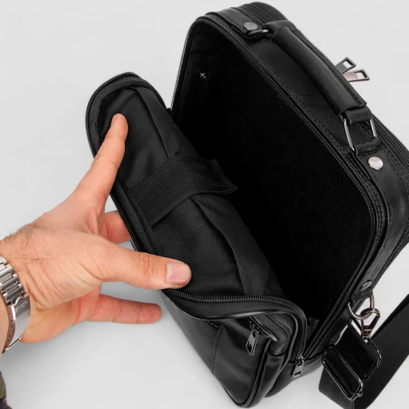 Lederax Hakiki Deri Kasalı El ve Omuz Çantası Battal Boy Dikey LD475 - Resim 9