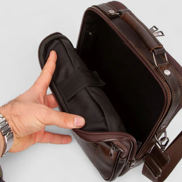 Lederax Hakiki Deri Kasalı El ve Omuz Çantası Battal Boy Dikey LD475 - Resim 10