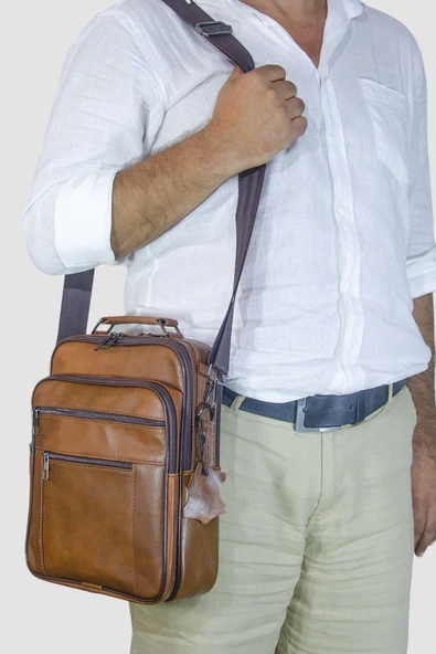 Lederax Hakiki Deri Kasalı El ve Omuz Çantası Battal Boy Dikey LD475 - Resim 4