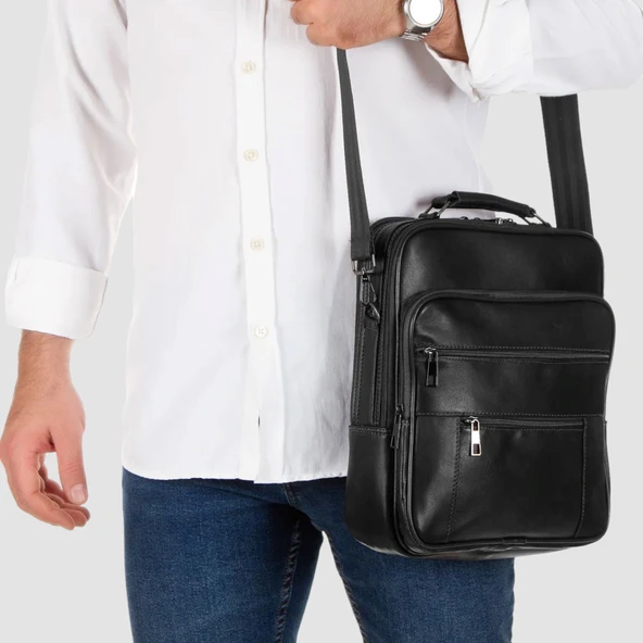 Lederax Hakiki Deri Kasalı El ve Omuz Çantası Battal Boy Dikey LD475 - Resim 3