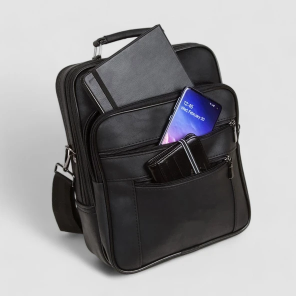 Lederax Hakiki Deri Kasalı El ve Omuz Çantası Battal Boy Dikey LD475 - Resim 6