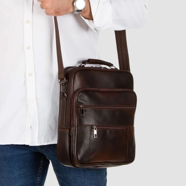 Lederax Hakiki Deri Kasalı El ve Omuz Çantası Battal Boy Dikey LD475 - Resim 2