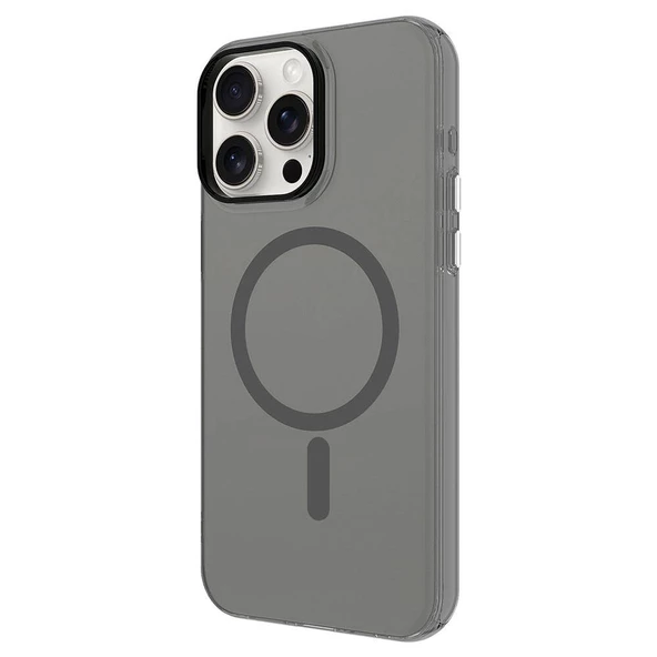 iPhone 15 Pro Kılıf Magsafe Şarj Özellikli Buzlu Transparan C-Pro Sert Kapak - Resim 5