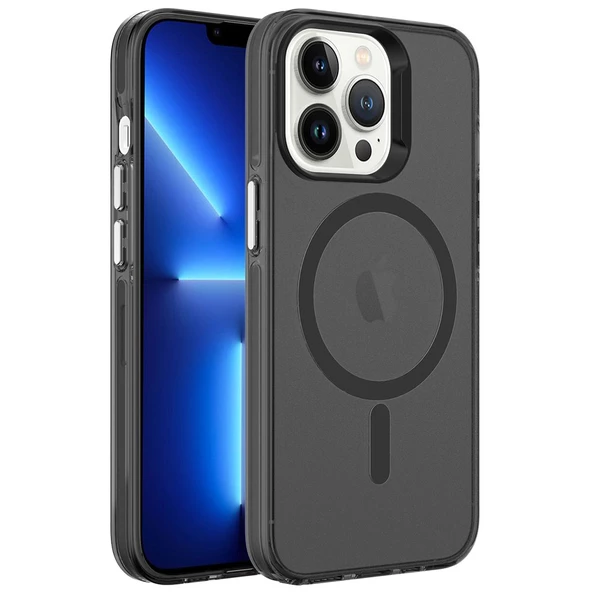 iPhone 13 Pro Kılıf Magsafe Şarj Özellikli Buzlu Transparan C-Pro Sert Kapak kılıf - Resim 4