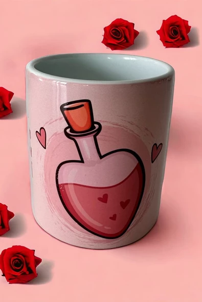Kupa,sevgililer günü hediyesi ,kalpli kupa ,pembe kupa ,baskılı kupa - 2