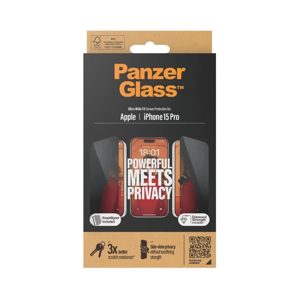 PanzerGlass iPhone 15 Pro UWF Privacy wA Hayalet Ekran Koruyucu - Resim 4