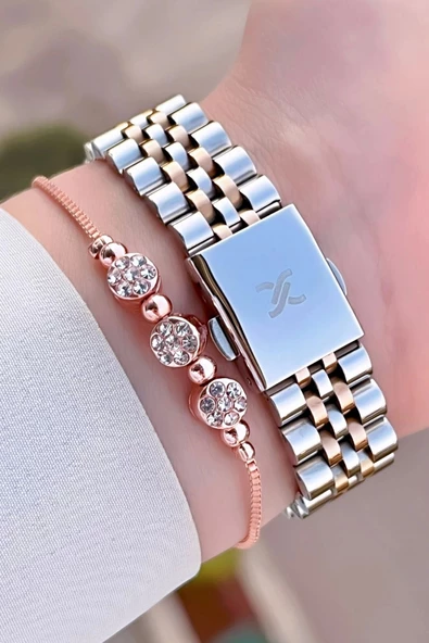 Daniel Klein DKISTE1354 Rose Gümüş Renk Hediye Paketli Kadın Kol Saati ve Bileklik - Resim 5