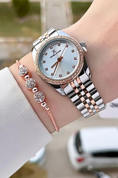 Daniel Klein DKISTE1354 Rose Gümüş Renk Hediye Paketli Kadın Kol Saati ve Bileklik ürün görseli 1