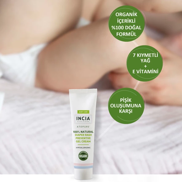 INCIA %100 Doğal Pişik Önleyici Jel Krem 60 ml & %100 Doğal Bebek Yağı Organik Masaj Yağı 110 ml Set - 7