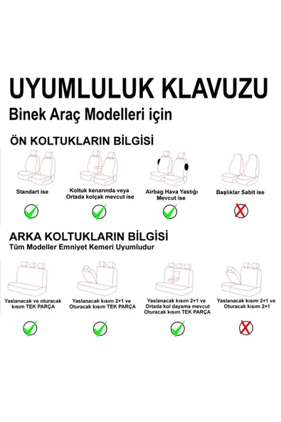 SMRAUTOACCESSORY  Plus Serisi Tüm Binek Ve Suv Araçlarla Uyumlu Universal Oto Koltuk Kılıfı - Resim 8