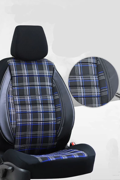 SMRAUTOACCESSORY  Seat Ibiza Serisi Uyumlu Ultra Luks Oto Koltuk Kilifi Mavi-siyah