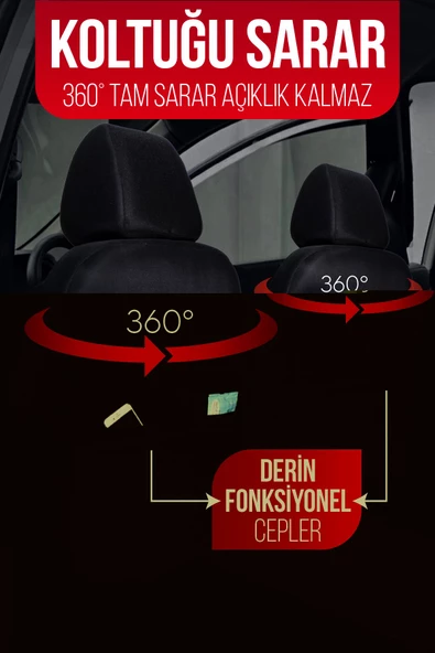 SMRAUTOACCESSORY  Sport Serisi Daihatsu Feroza Uyumlu Oto Koltuk Kilifi Beyaz-siyah - Resim 2