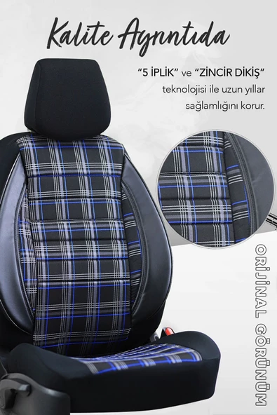 SMRAUTOACCESSORY  Sport Serisi Hyundai I40 Oto Koltuk Kilifi Mavi-siyah