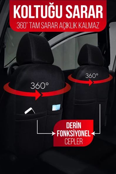 SMRAUTOACCESSORY  Opel Omega Serisi Ultra Luks Oto Koltuk Kilifi Kirmizi-siyah - 2