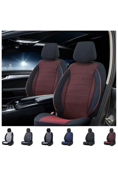 SMRAUTOACCESSORY  Hyundai I10 Serisi Ultra Luks Pamuklu Koltuk Kilifi Kirmizi-siyah