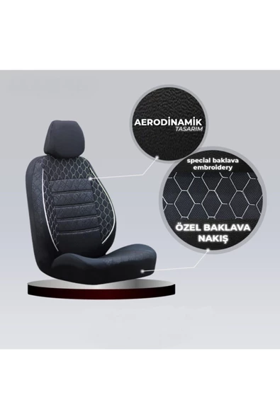SMRAUTOACCESSORY  Unıversal Uyumlu Koltuk Kılıfı Gof Sıyah-beyaz - Resim 2