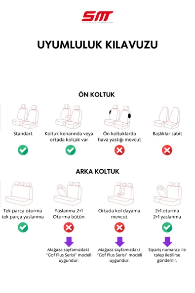 SMRAUTOACCESSORY  Fiat Doblo Oto Koltuk Kılıfı Gof Siyah-kırmızı Dikişli - 3