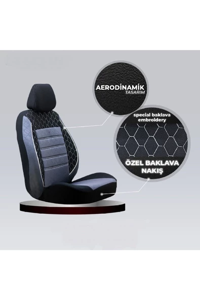 SMRAUTOACCESSORY  Citroen C2 Oto Koltuk Kilifi Gof Fume-beyaz - Resim 2