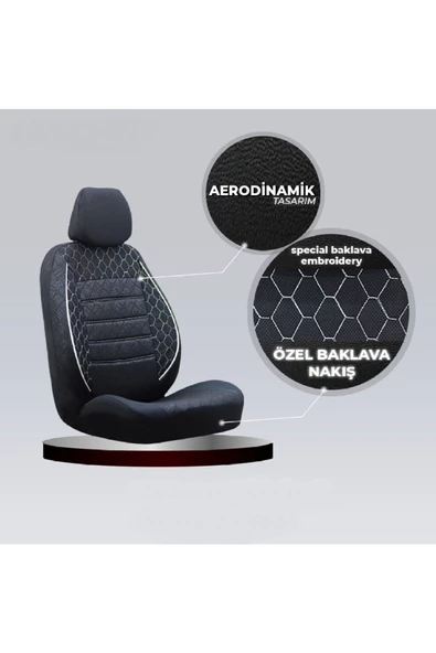 SMRAUTOACCESSORY  Citroen C3 Oto Koltuk Kilifi Gof Siyah-beyaz - Resim 2