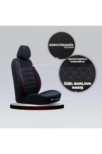 SMRAUTOACCESSORY  Kia Sportage Oto Koltuk Kilifi Gof Siyah-kirmizi - 2