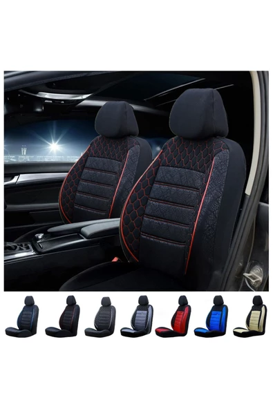 SMRAUTOACCESSORY  Renault Clio Oto Koltuk Kılıfı Gof Siyah-kırmızı Dikişli Tam Set