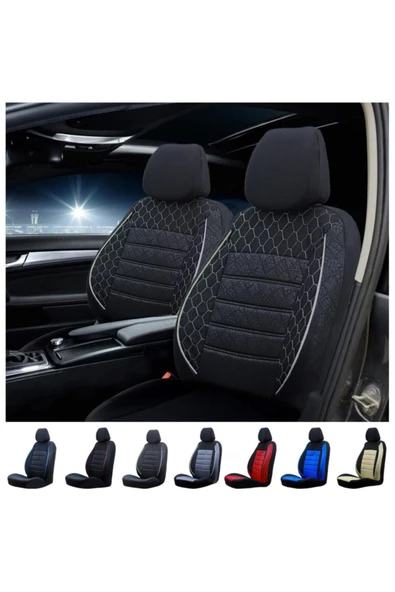 SMRAUTOACCESSORY  Hyundai Getz Uyumlu Universal Gof Oto Koltuk Kılıfı Siyah-beyaz Dikişli Tam Set ürün görseli