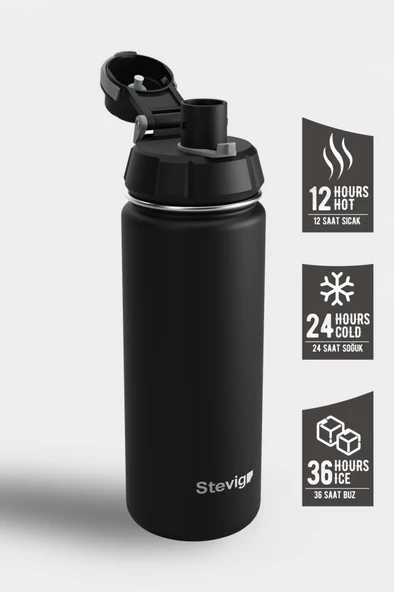 Stevig 1 Hand Leak-Proof Sızdırmaz Çelik Termos 500 Ml Black ST-207 - 3